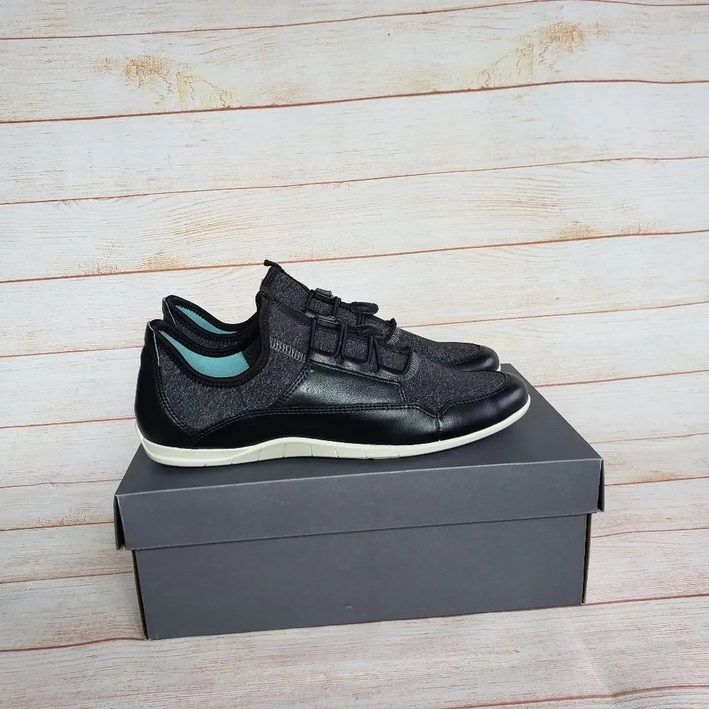 ECCO Women's Bluma Casual Walking Comfortable Sneakers Black White Size 10-10.5